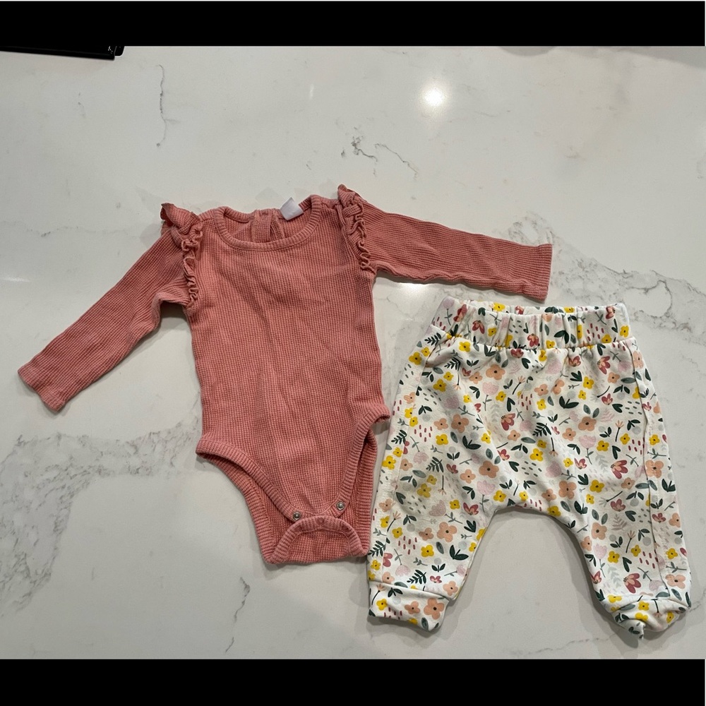 Nordstrom Waffle Bodysuit & Pants Set 6 months